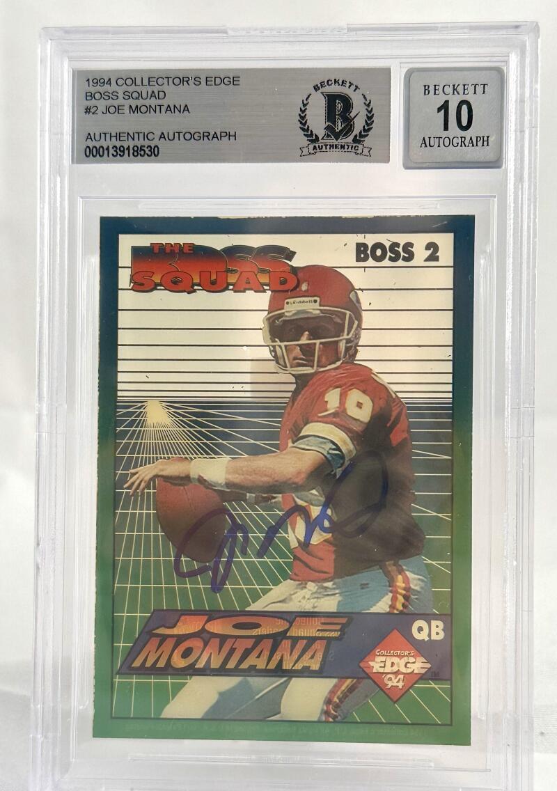 1994 Collector's Edge Boss Squad #2 Joe Montana Auto Chiefs BGS Autograph 10
