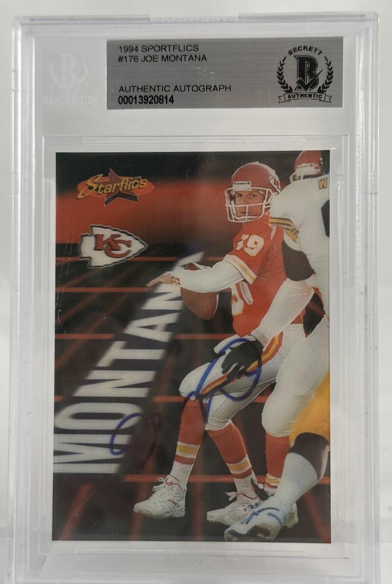 1994 Sportflics #176 Joe Montana Auto Kansas City Chiefs BGS Autograph