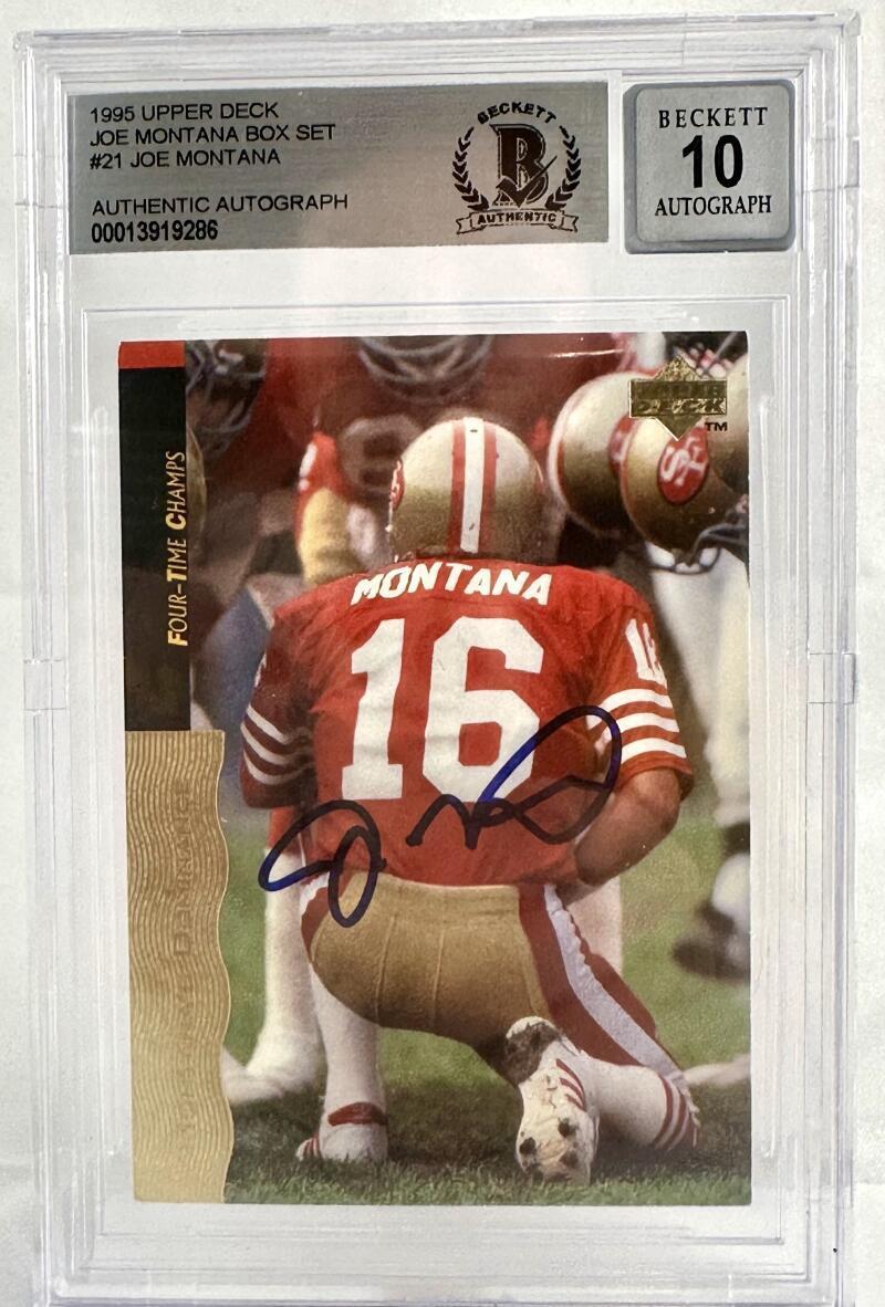 1995 Upper Deck Box Set #21 Joe Montana Auto SF 49ers BGS Autograph 10