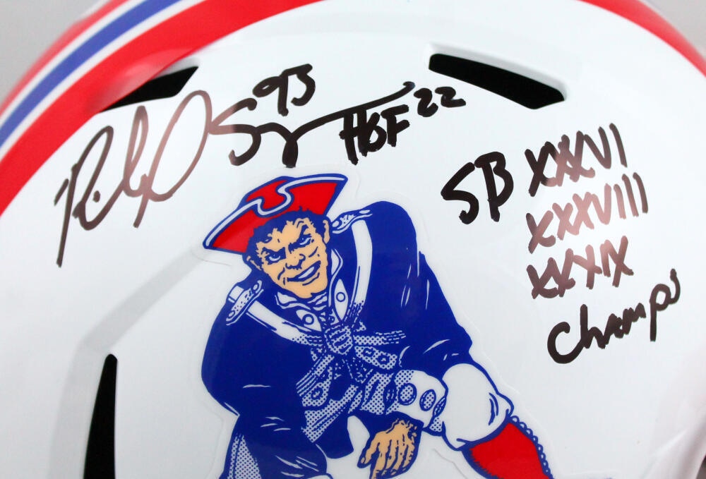 Richard Seymour Signed Patriots 90-92 F/S Speed Helmet w/HOF SB Champs-BAW Holo