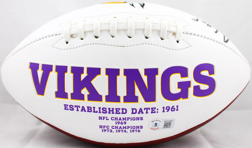 Cris Carter Autographed Minnesota Vikings Logo Football w/HOF-Beckett W Hologram