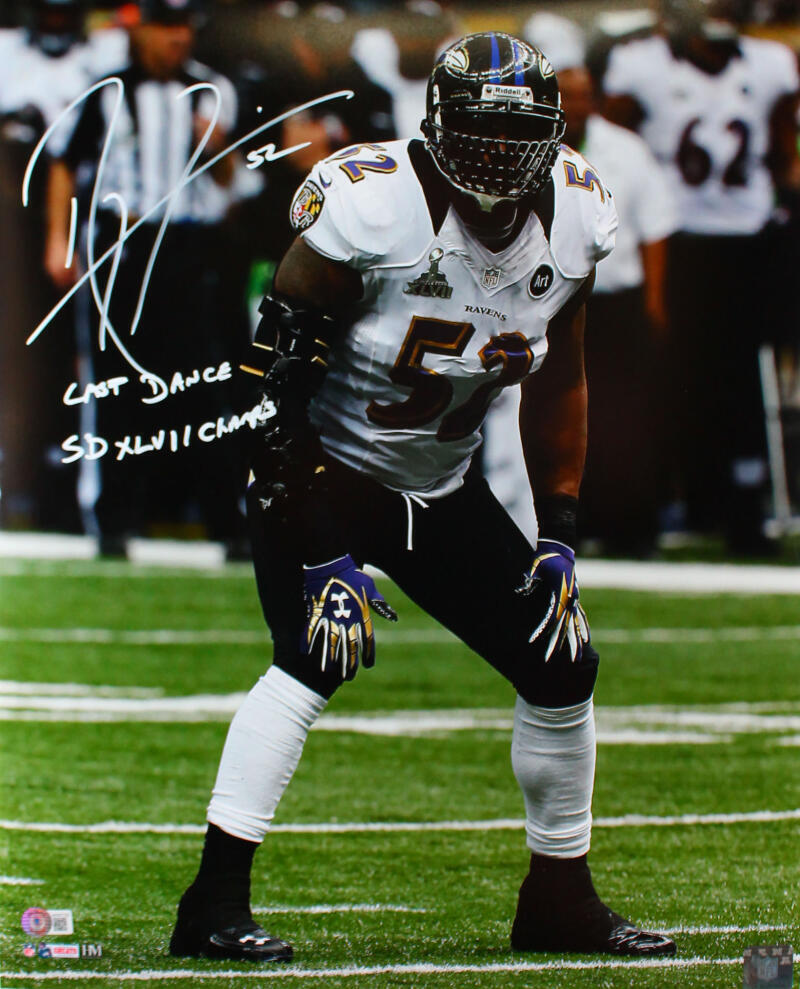 Ray Lewis Signed Ravens 16x20 HM Stance Photo w/SB Champs Last Dance-BAW Holo