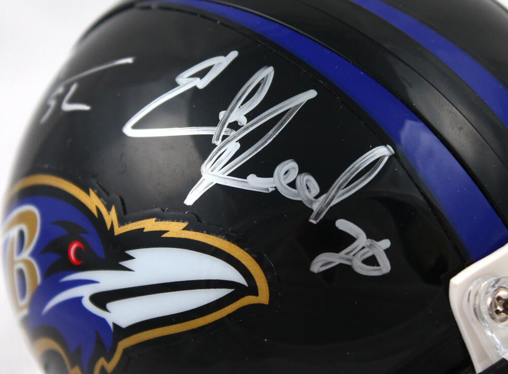 Ed Reed Ray Lewis Autographed Baltimore Ravens Mini Helmet-Beckett W Hologram