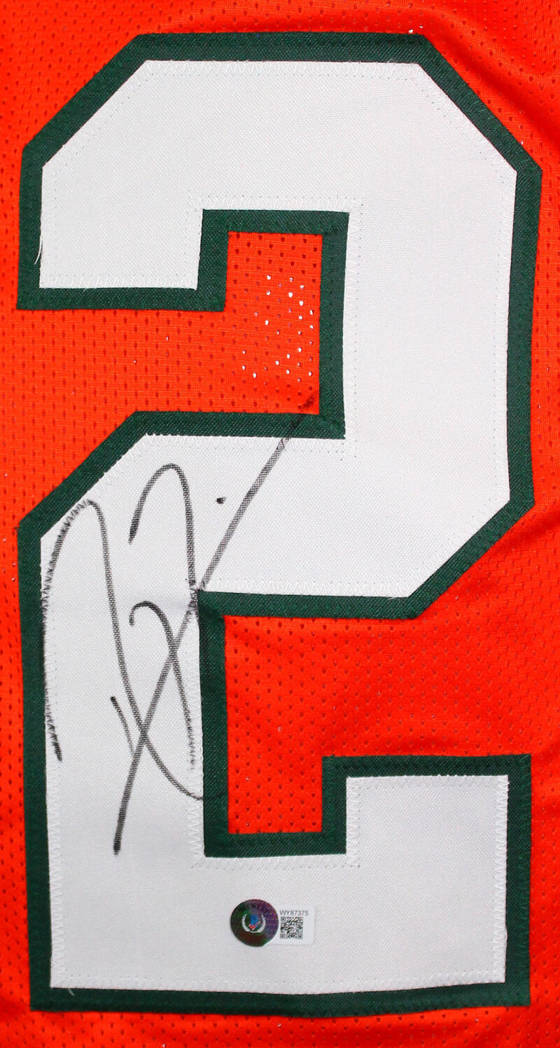 Ray Lewis Autographed Orange College Style Jersey-Beckett W Hologram *Black