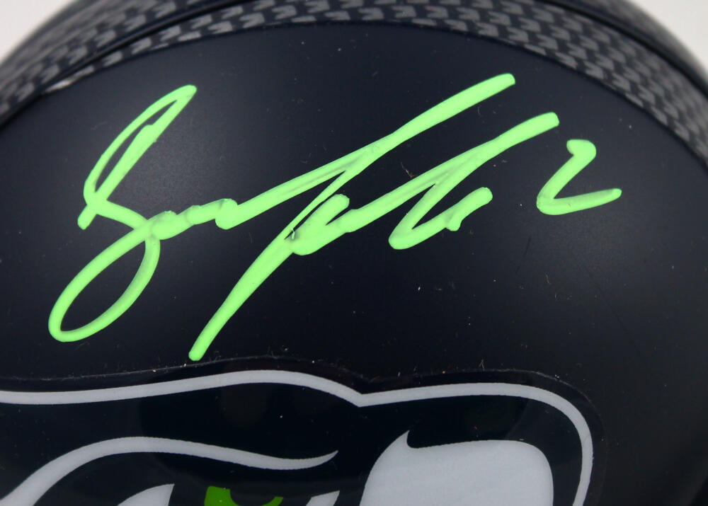 Drew Lock Autographed Seattle Seahawks Mini Helmet-Beckett W Hologram *Green