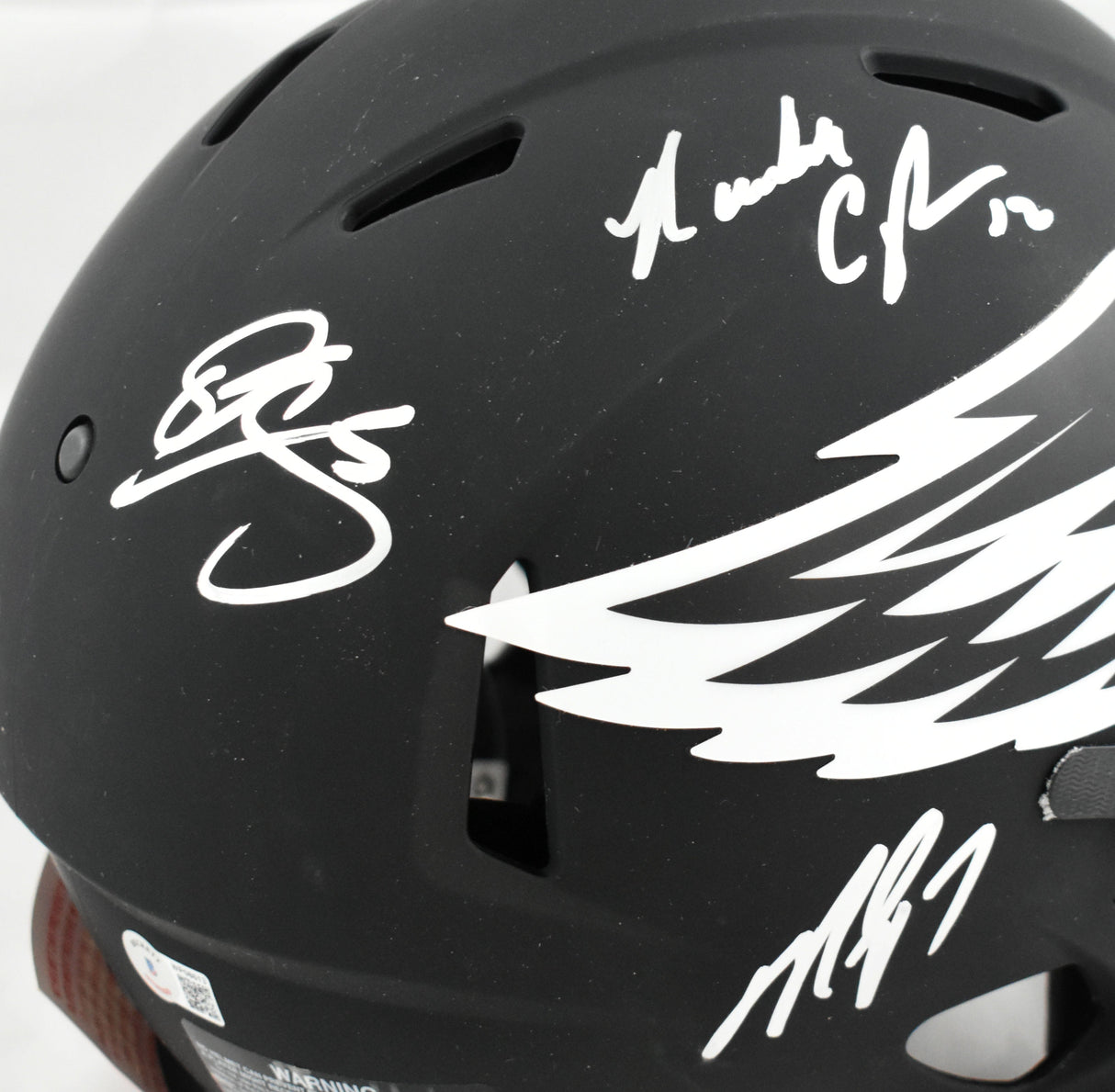 Eagles QB's Autographed Eagles F/S Eclipse Speed Authentic Helmet - Beckett W