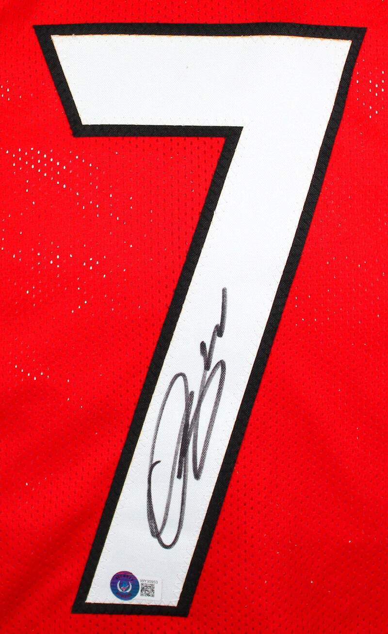 Quay Walker Autographed Red College Style Jersey- Beckett W Hologram *Black