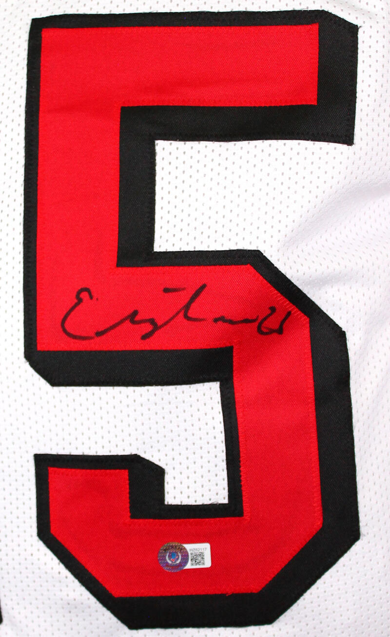 Elijah Mitchell Autographed White Pro Style Jersey-Beckett W Hologram *Black