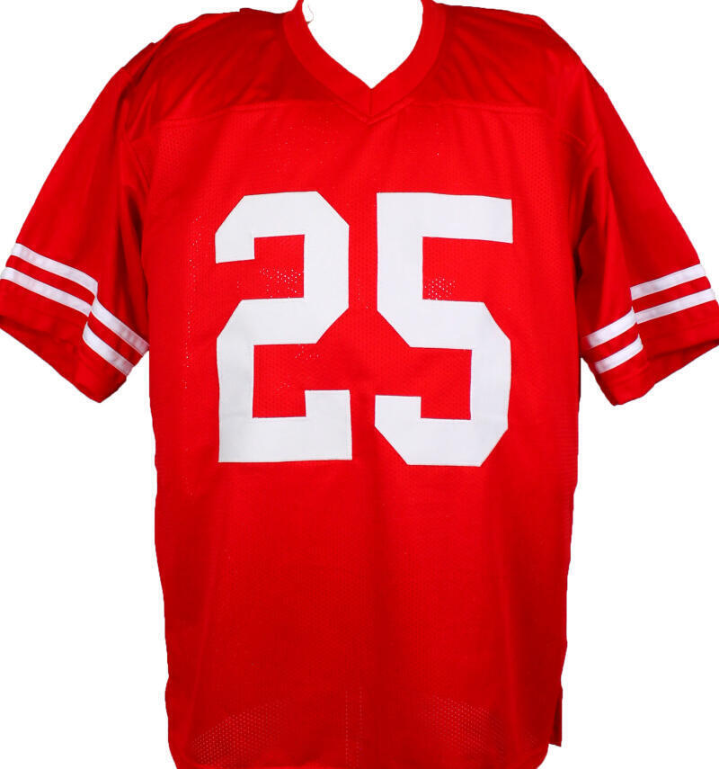 Elijah Mitchell Autographed Red Pro Style Jersey-Beckett W Hologram *Black