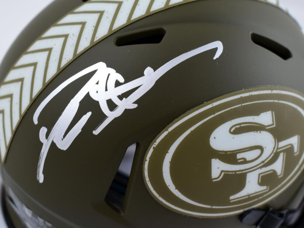 Deion Sanders Signed 49ers Salute to Service Speed Mini Helmet-Beckett W Holo