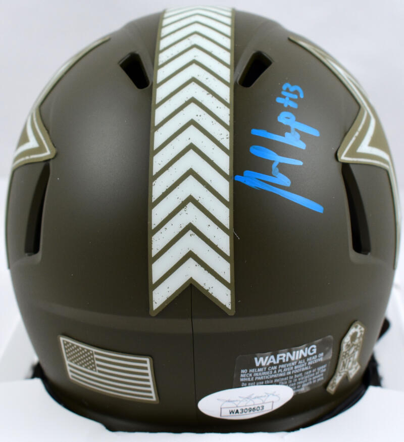 Michael Gallup Signed Cowboys Salute to Service Speed Mini Helmet- JSA W *Blue