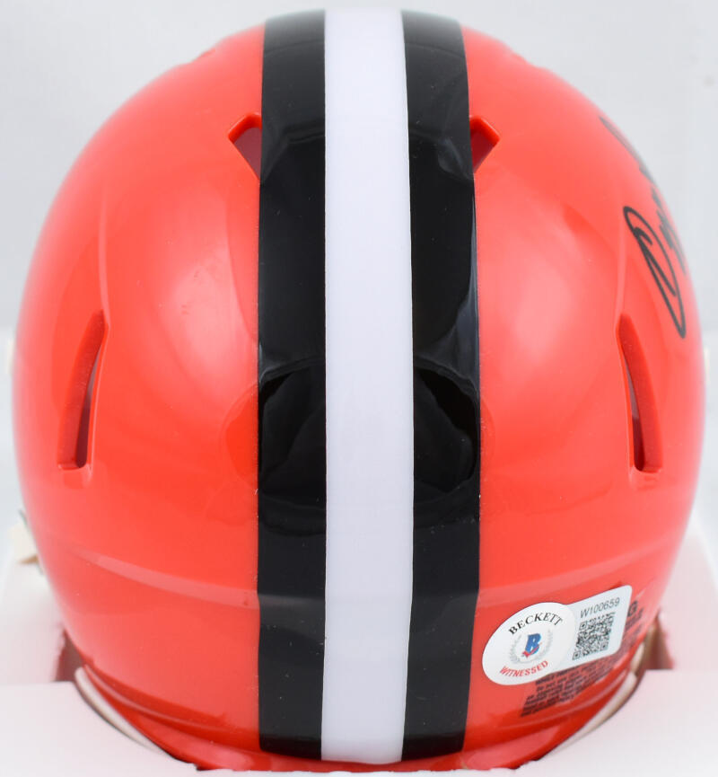 Ozzie Newsome Signed Browns 75-05 Speed Mini Helmet w/HOF- Beckett W Hologram