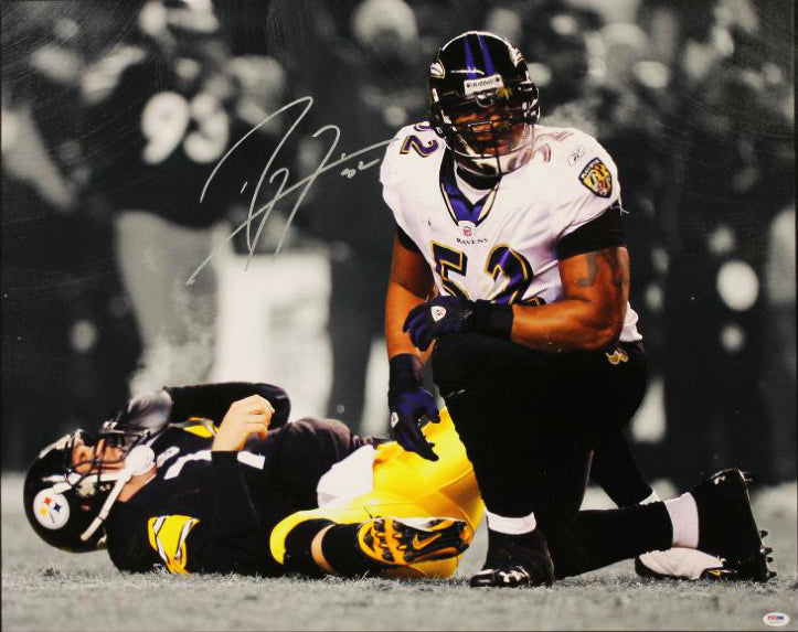 Ravens Ray Lewis Authentic Signed 24X30 Canvas Autographed PSA/DNA ITP