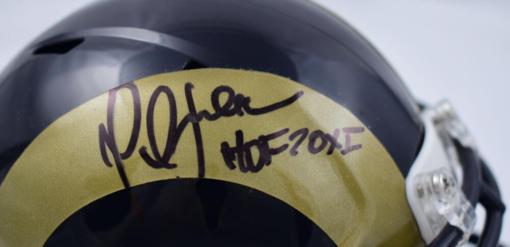 Marshall Faulk Autographed Rams 00-16 TB Speed Mini Helmet W/ HOF- BA W HOLO