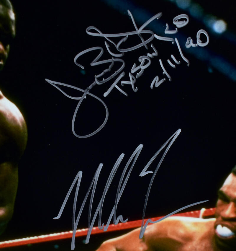 Buster Douglas Mike Tyson Signed 16x20 v. Tyson KO Photo w/Tyson KO - Beckett W