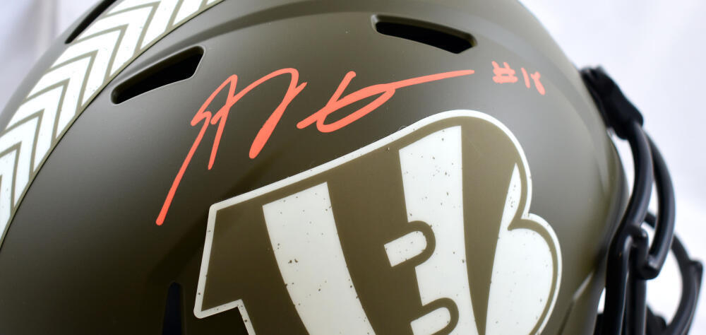 AJ Green Signed Bengals F/S Salute to Service Speed Helmet-Beckett W Hologram
