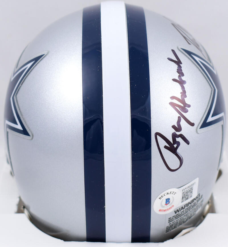 Staubach / Pearson Signed Cowboys Mini Helmet w/Hail Mary Date-Beckett W Holo