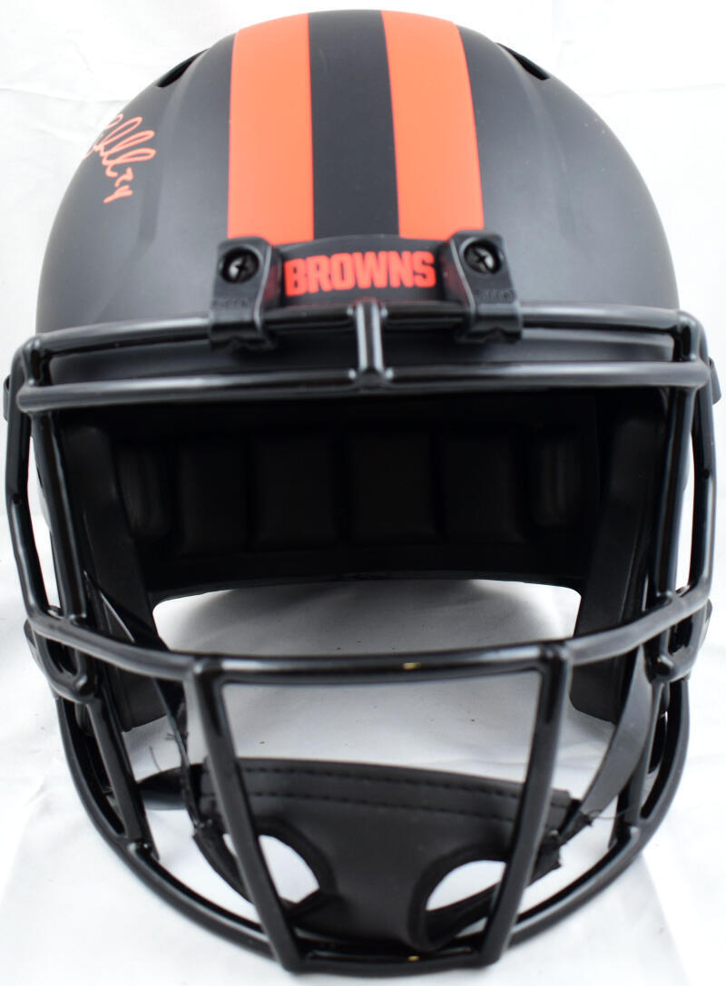 Nick Chubb Autographed Browns F/S Eclipse Speed Helmet - Beckett W Hologram