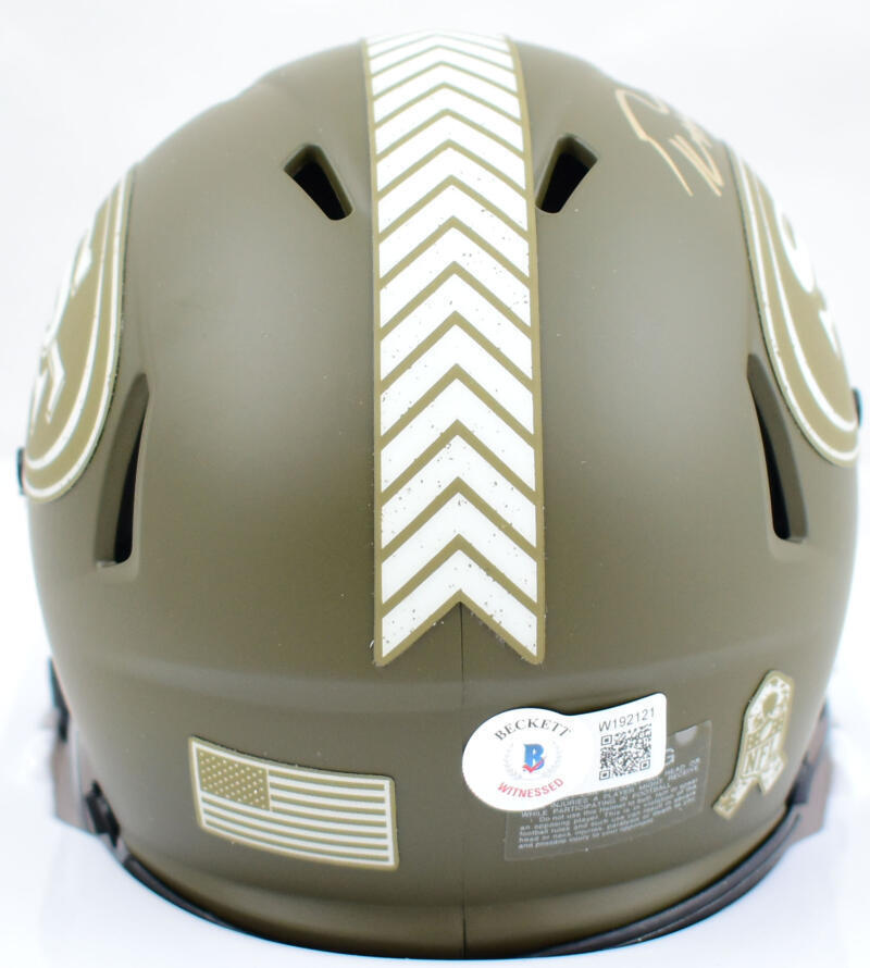 George Kittle Signed 49ers Salute to Service Speed Mini Helmet- Beckett W Holo
