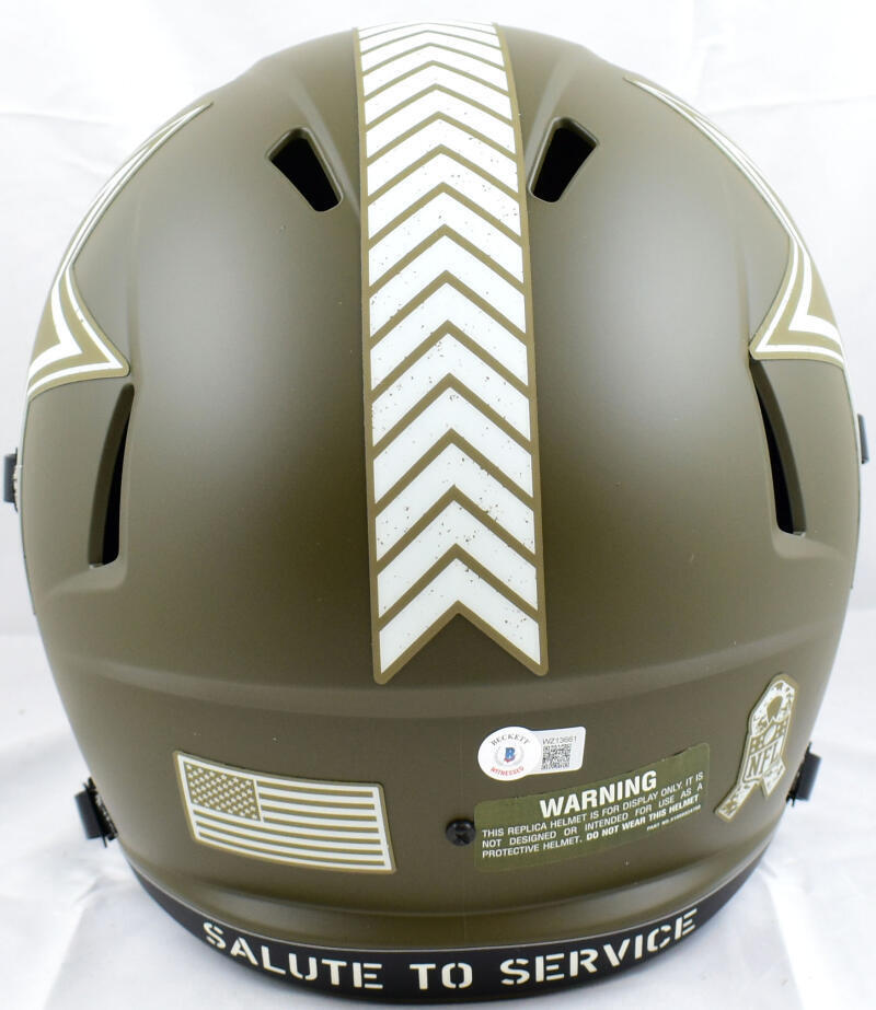 Dak Prescott Signed Cowboys F/S Salute to Service Speed Helmet-Beckett W Holo
