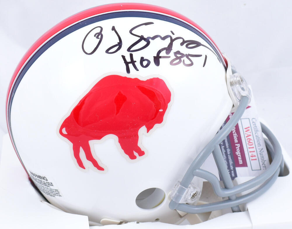 O.J. Simpson Autographed Buffalo Bills 65-73 Mini Helmet w/HOF - JSA W *Black