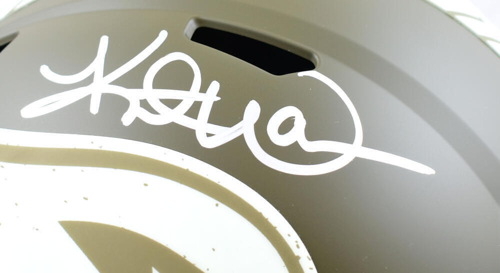 Kurt Warner Signed Cardinals F/S Salute to Service Speed Helmet-Beckett W Holo