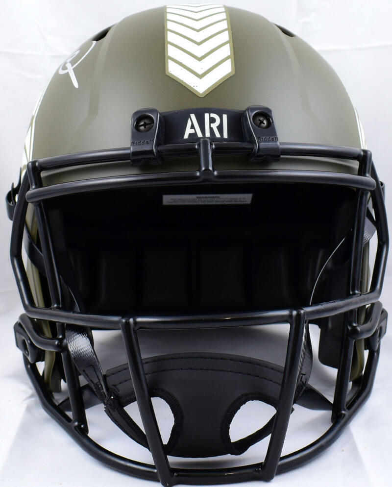 Kurt Warner Signed Cardinals F/S Salute to Service Speed Helmet-Beckett W Holo