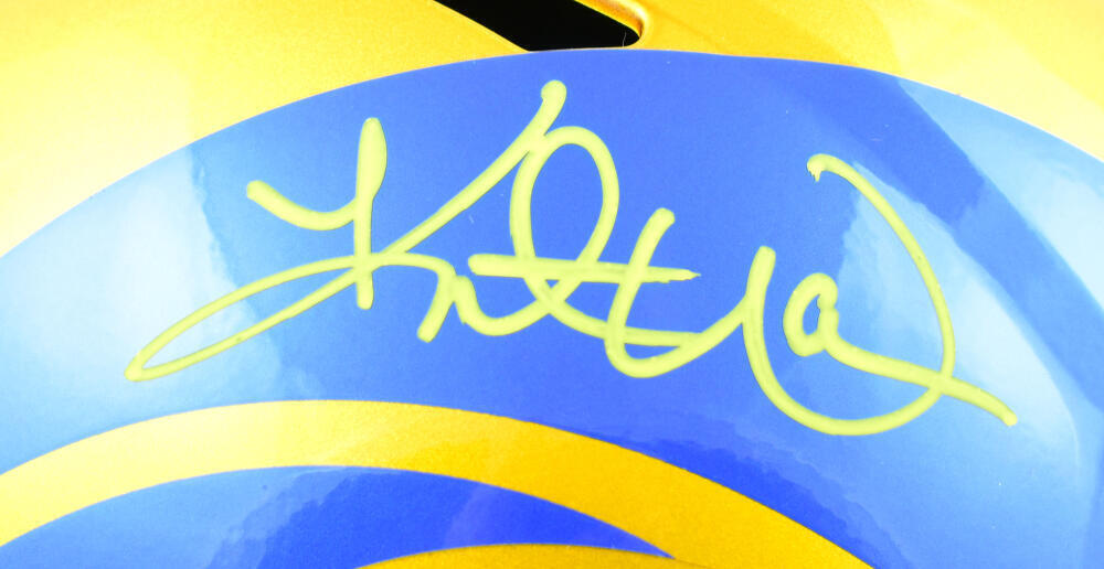 Kurt Warner Autographed Rams F/S Flash Speed Helmet-Beckett W Hologram *Yellow