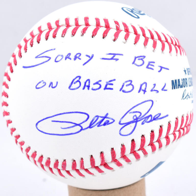 Pete Rose Autographed Rawlings OML Baseball w/ Sorry I Bet - Beckett W Hologram