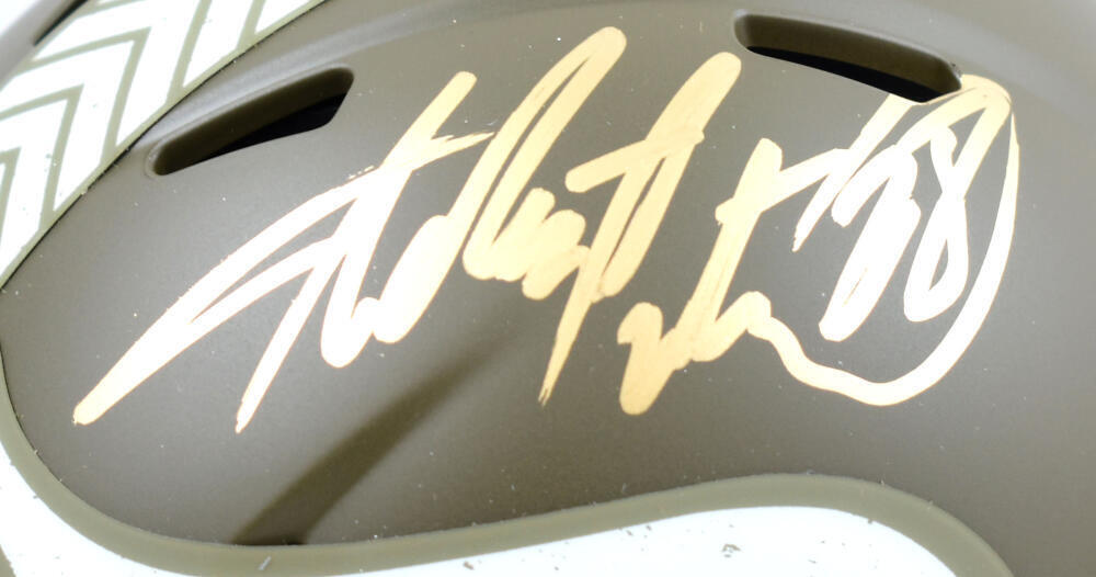 Adrian Peterson Signed Vikings Salute to Service Speed Mini Helmet-BeckettW Holo