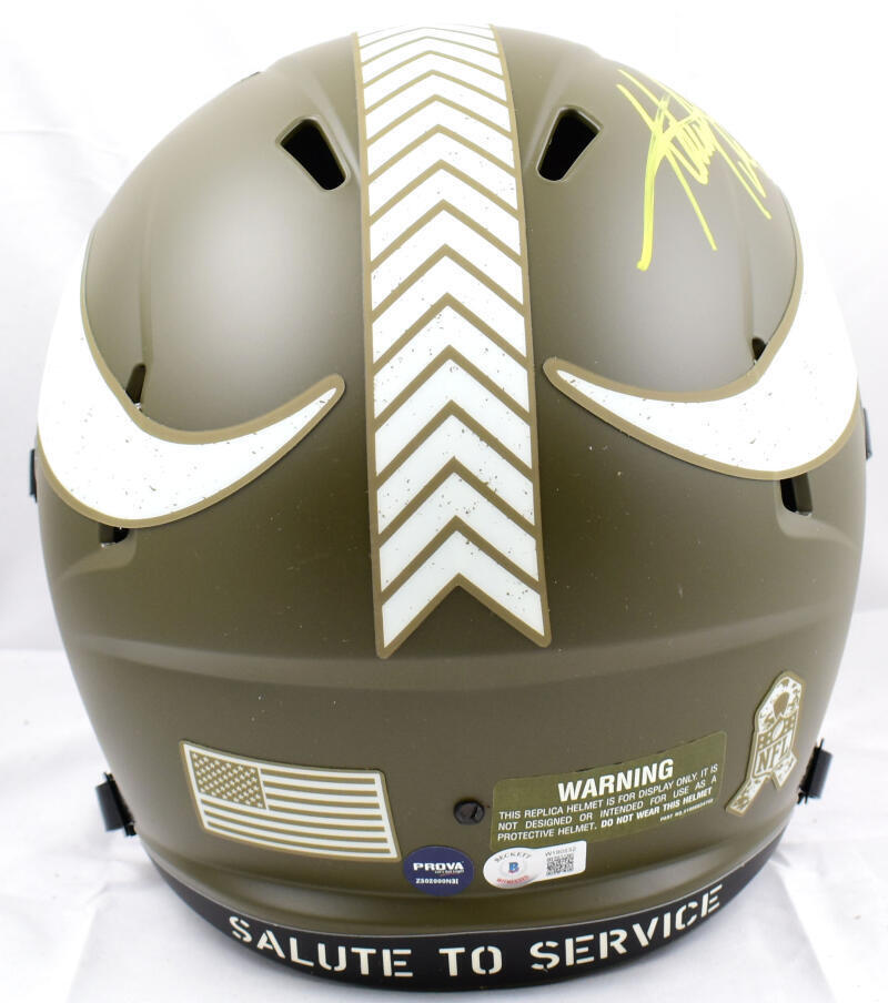 Adrian Peterson Signed Vikings F/S Salute to Service Speed Helmet- Beckett W