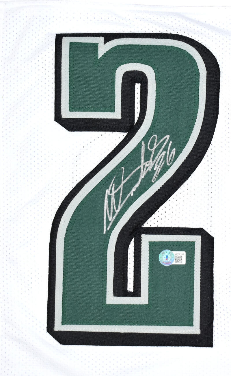 Miles Sanders Autographed White Pro Style Jersey- Beckett W Hologram *Silver