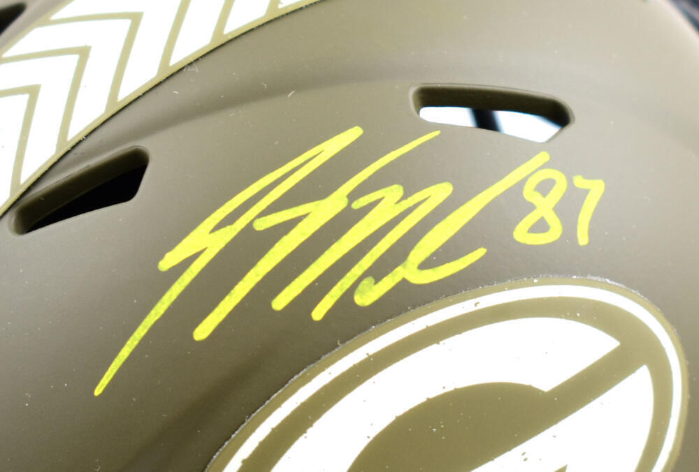 Jordy Nelson Signed Packers Salute to Service Speed Mini Helmet-Beckett W Holo