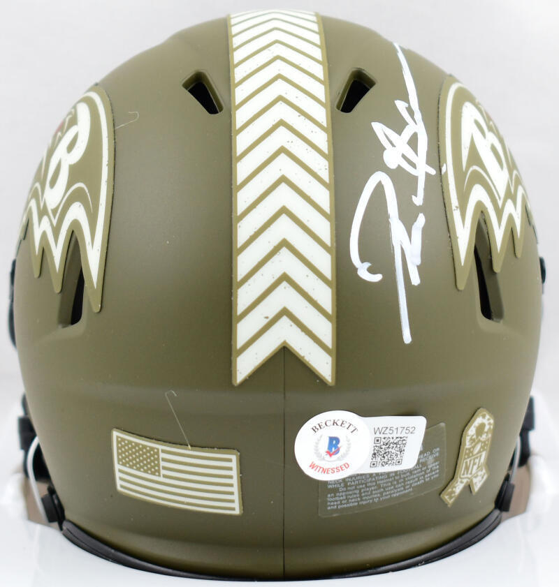 Deion Sanders Signed Ravens Salute to Service Speed Mini Helmet-Beckett W Holo