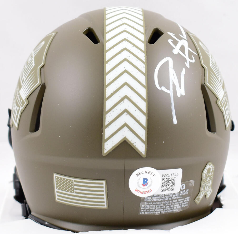 Deion Sanders Signed NFL HOF Salute to Service Speed Mini Helmet-Beckett W Holo