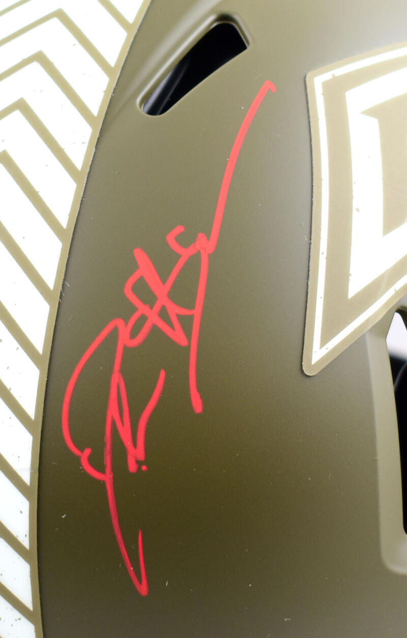 Deion Sanders Signed Falcons F/S Salute to Service Speed Auth. Helmet- Beckett W