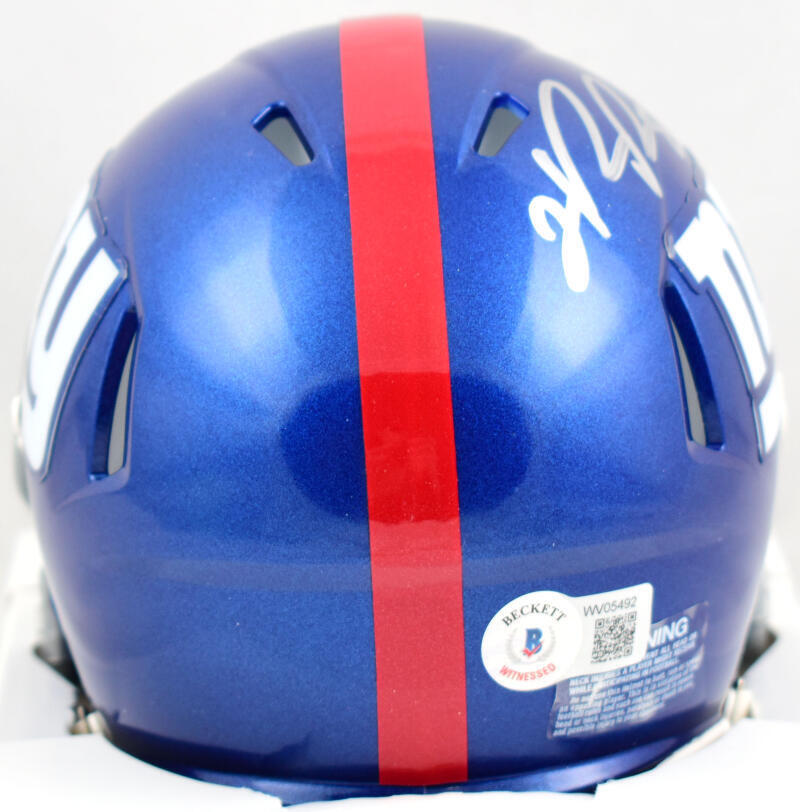 Hakeem Nicks Mario Manningham Signed Giants Speed Mini Helmet- Beckett W Holo