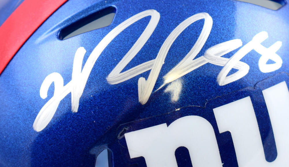 Hakeem Nicks Mario Manningham Signed Giants Speed Mini Helmet- Beckett W Holo