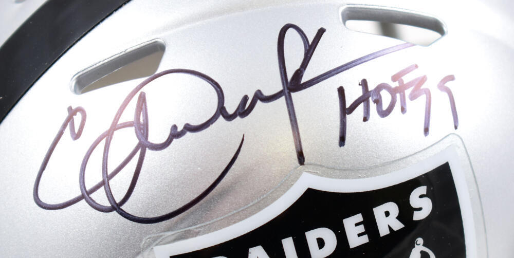 Eric Dickerson Signed Raiders Speed Mini Helmet W/ HOF *thin- Beckett W Hologram