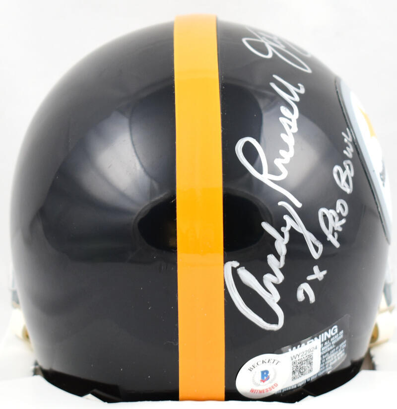 Ham / Lambert / Russell Autographed Steelers 63-76 Mini Helmet-Beckett W Holo
