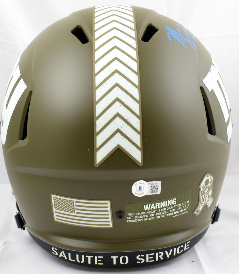 Michael Strahan Signed Giants F/S Salute to Service Speed Helmet-Beckett W Holo