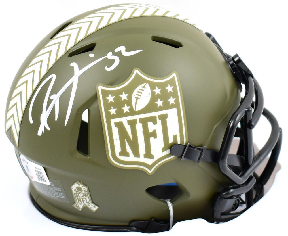 Ray Lewis Autographed NFL Salute to Service Speed Mini Helmet-Beckett W Hologram