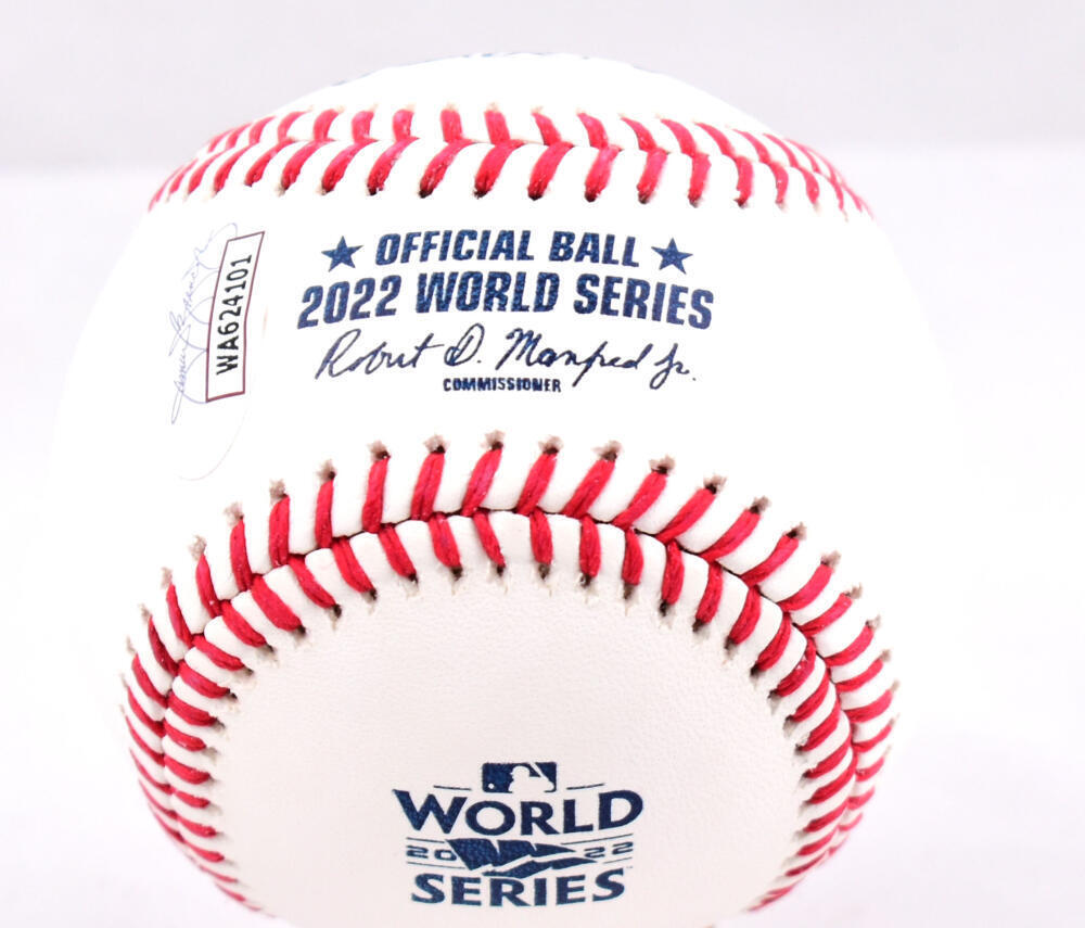 Chas McCormick Autographed Rawlings OML 2022 WS Baseball - JSA W *Blue