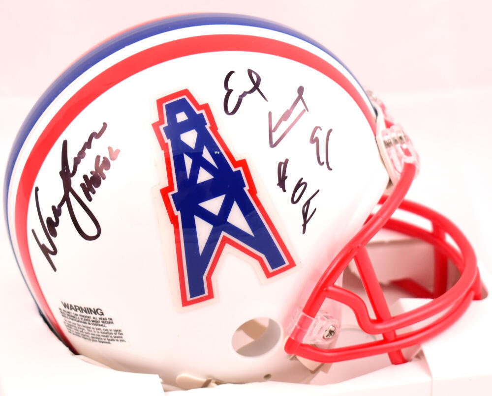Earl Campbell Warren Moon Signed Oilers 81-96 Mini Helmet w/HOF -Beckett W Holo