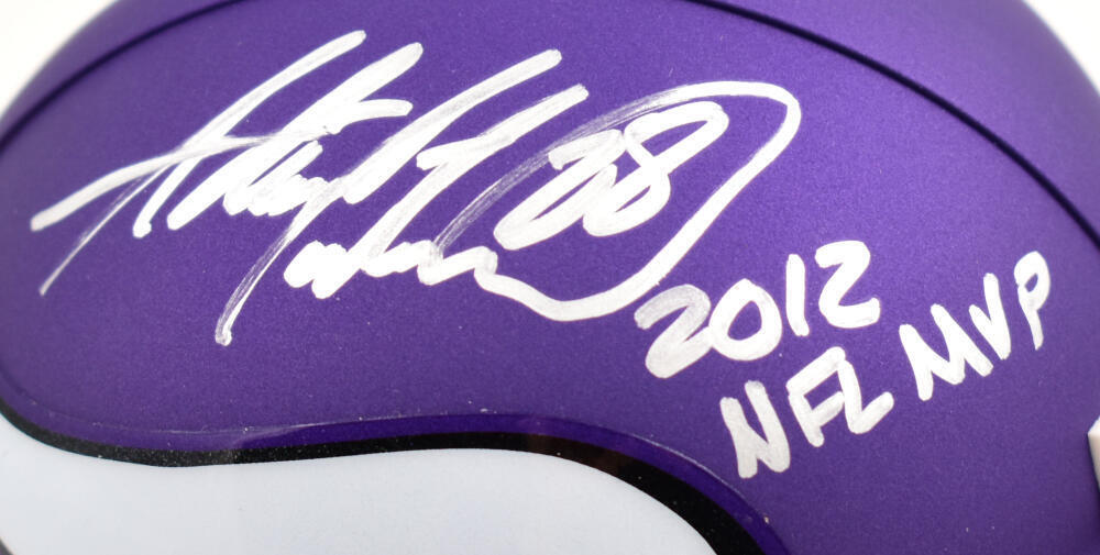 Adrian Peterson Autographed Minnesota Vikings Mini Helmet w/MVP - Beckett W Holo