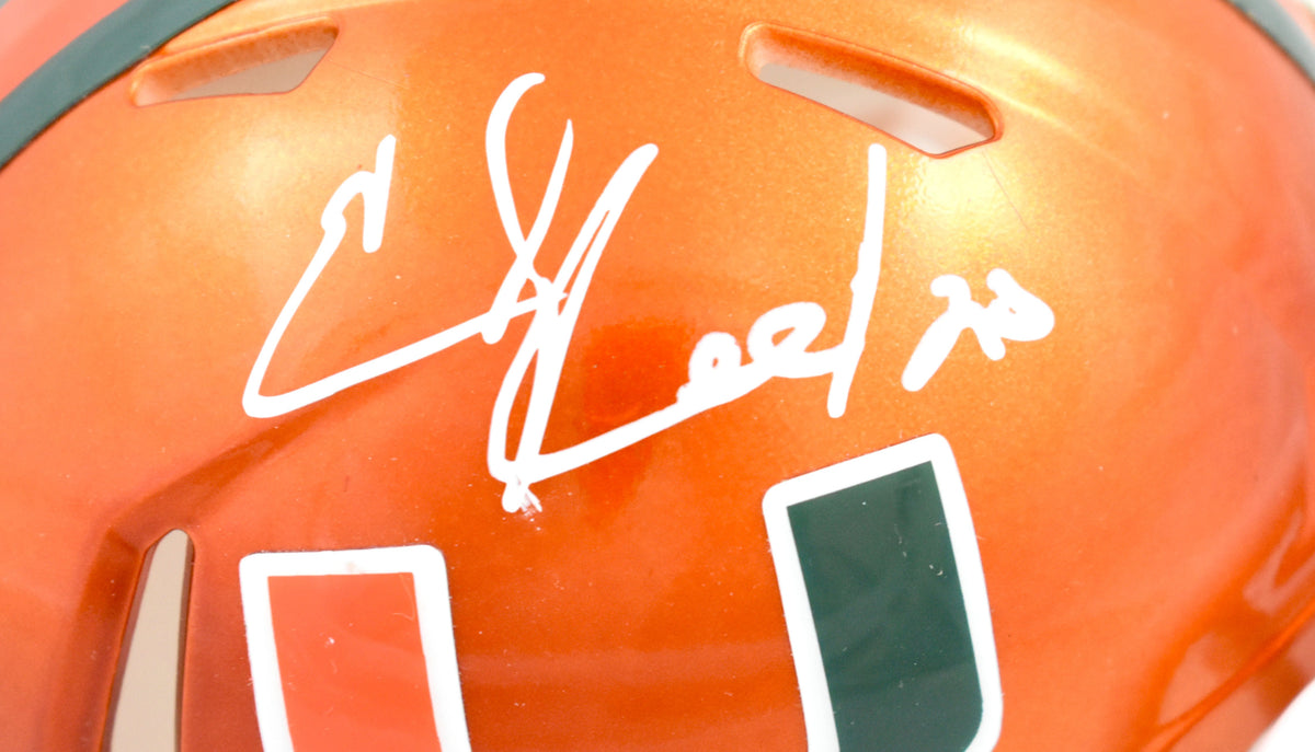 Ed Reed Autographed Miami Hurricanes Flash Speed Mini Helmet- Beckett W Hologram