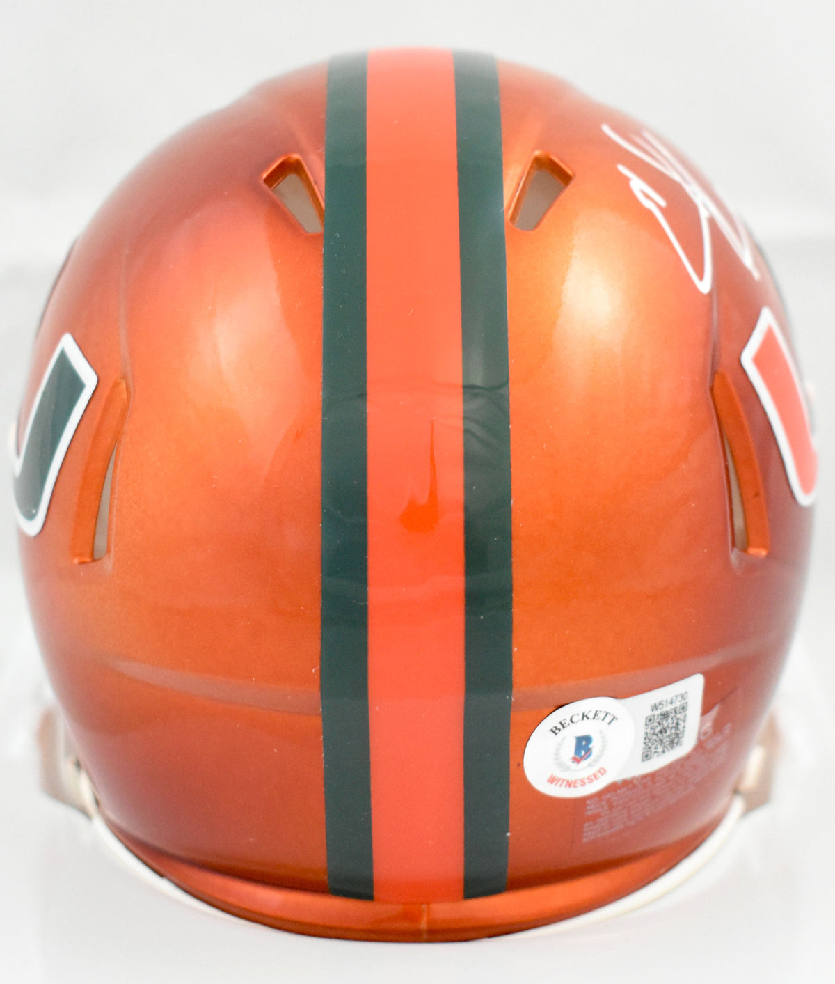 Ed Reed Autographed Miami Hurricanes Flash Speed Mini Helmet- Beckett W Hologram