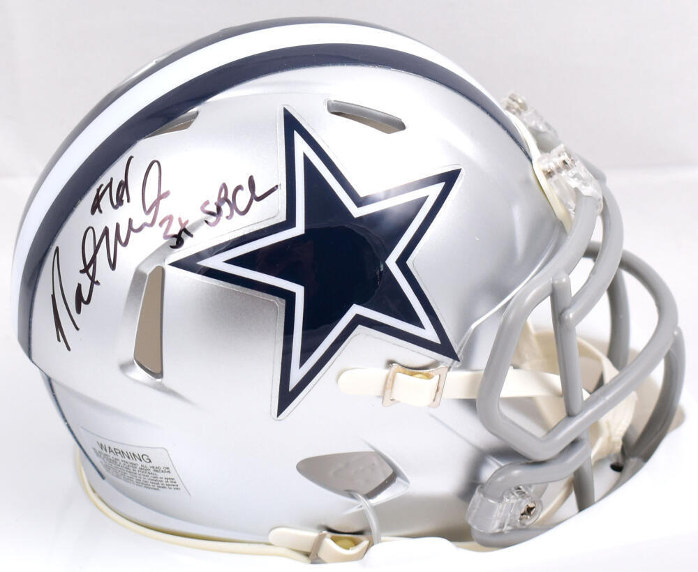 Nate Newton Autographed Dallas Cowboys Mini Helmet w/3x SBC - Prova *Black