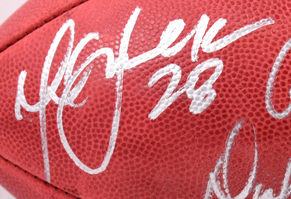 M. Faulk K. Warner D. Vermeil Autographed Wilson Duke Football-Beckett W Holo