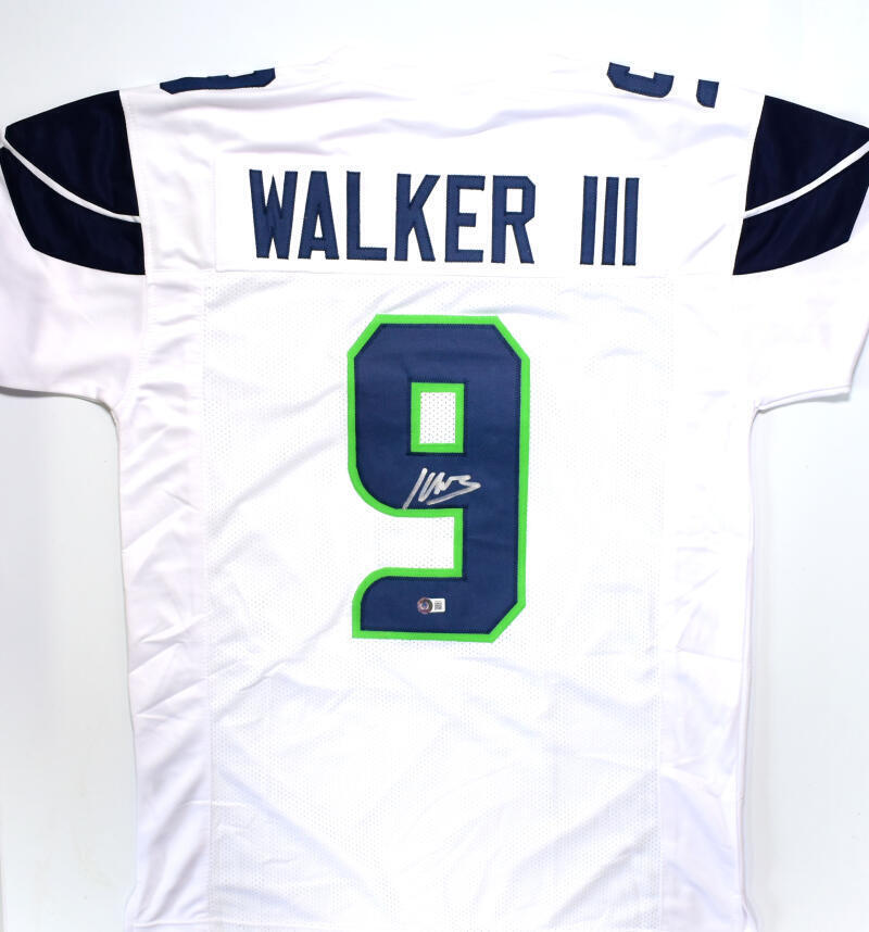 Kenneth Walker III Autographed White Pro Style Jersey-Beckett W Hologram *Silver